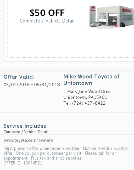 Mike Wood Toyota of Uniontown Vehicle Detail Western Pennsylvania